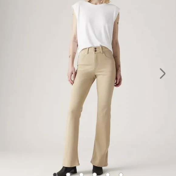 Levi's 726 Beige Flare Jeans High Rise NWT 30" X 32" - Picture 4 of 7